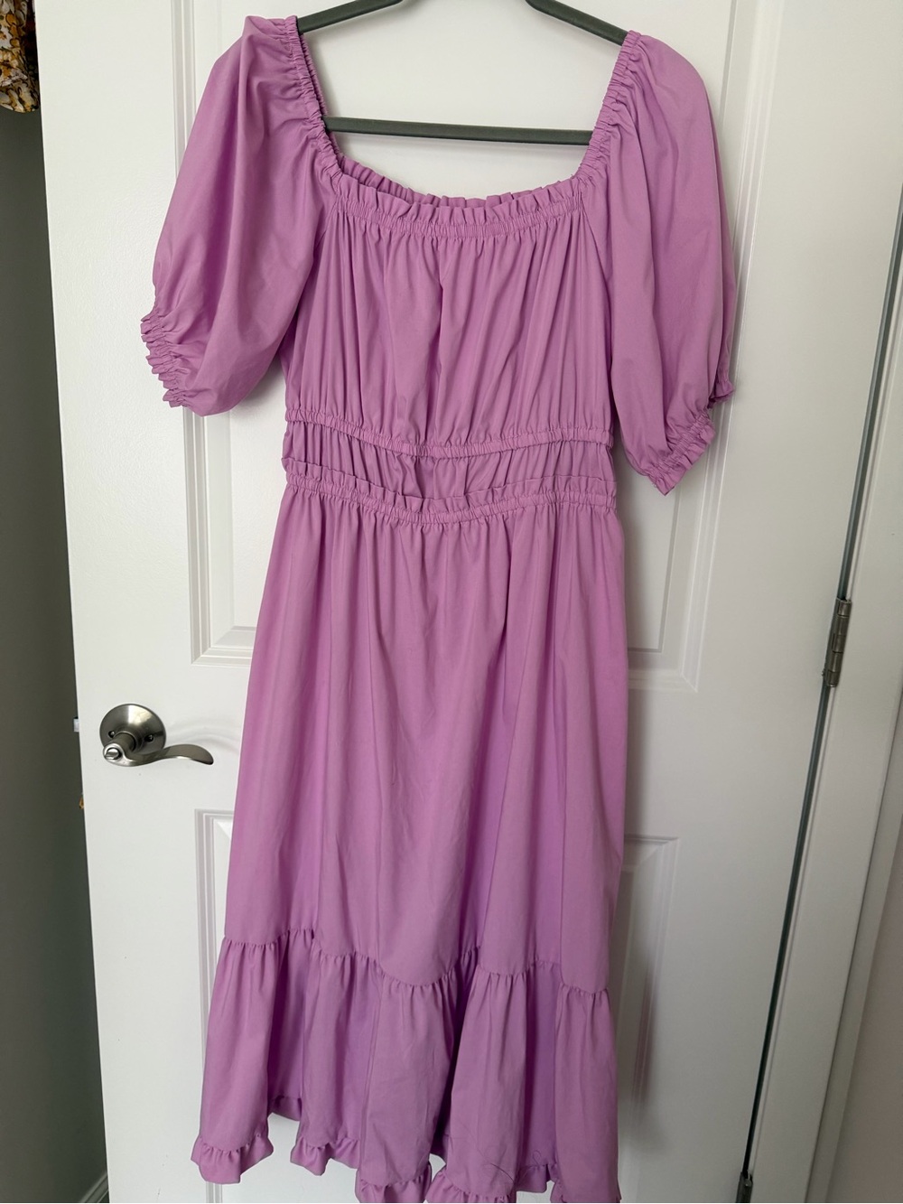 Indigo Rose Mauve Puff Sleeve Midi Dress